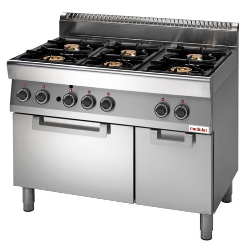 Cucina a gas 6 fuochi con forno elettrico bacinelle smaltate serie 70 FU Modular