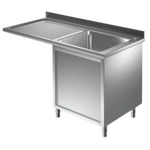 Lavello a sbalzo armadiato inox 1 vasca e gocciolatoio a sx 140x70