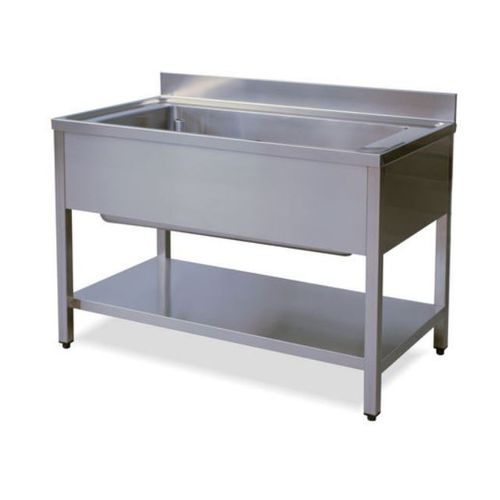 Lavapentole inox 1 vasca con ripiano 120x70