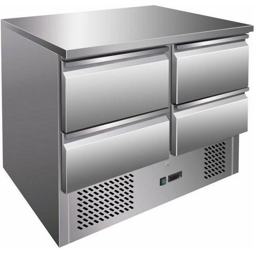 Saladette refrigerata statica 2 porte con pianio in acciaio 4 cassetti