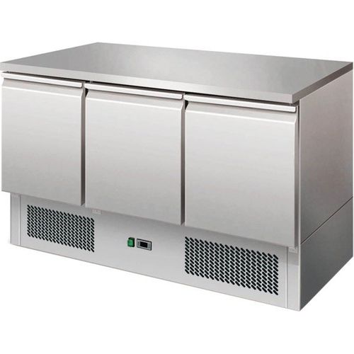 Saladette refrigerata statica 3porte con piano in acciaio inox