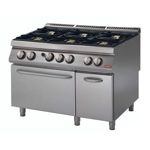 Cucina a gas 6 fuochi con forno a gas bacinelle smaltate serie 70 PK Modular