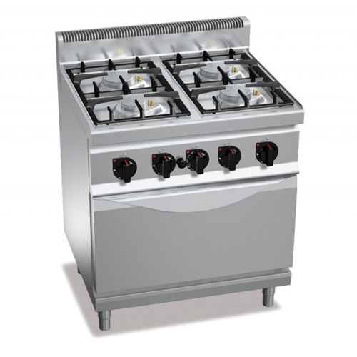 Cucina a gas 4 fuochi con forno a gas 1/1 Power