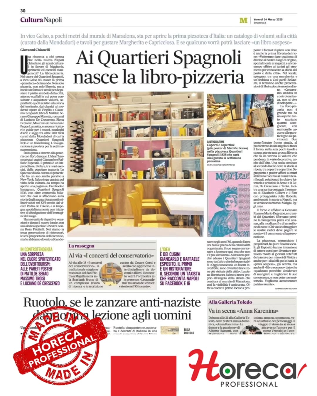 La prima Libro-Pizzeria d'Italia attrezzata da Horeca Professional